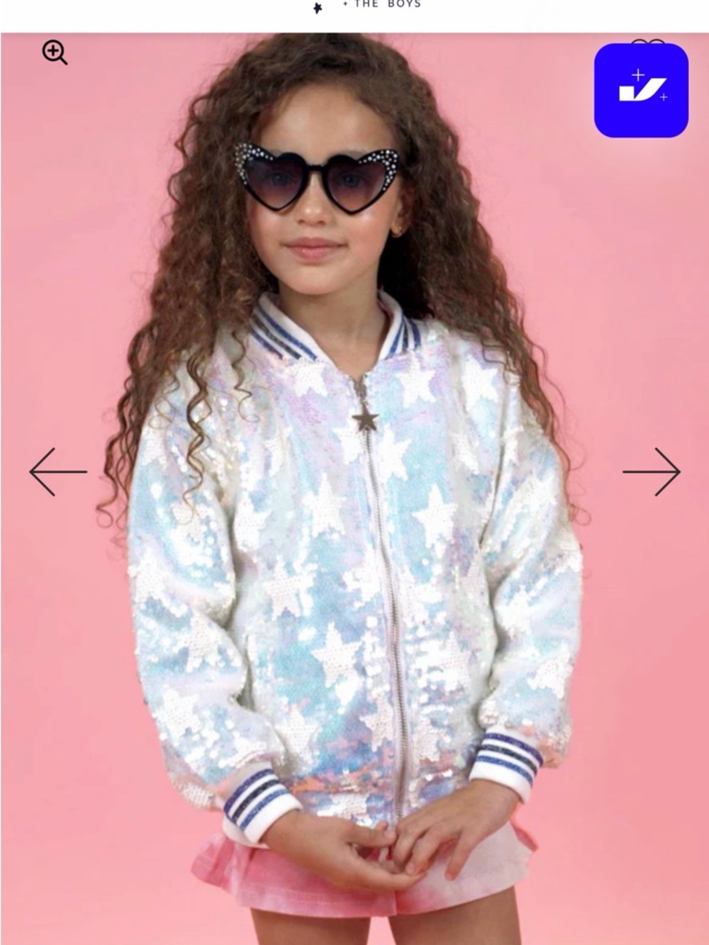 Lola + The Boys Iridescent Sequin Star Zip Jacket